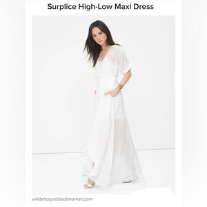 WHBM Surplice Wrap High-Low Maxi Dress